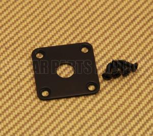 FSJP-B Black Flat Square Metal Jack Plate For Guitar or Bass with Screws 