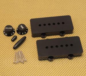 PC-JAZZKIT-B Black Accessory Kit For USA Fender Jazzmaster Guitar - Knobs/Covers/Tips/Screws 