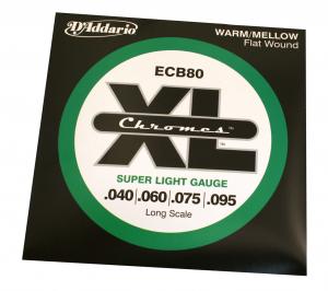 ECB80 D'Addario Chrome Super Light Flat Wound Bass Strings 40/95