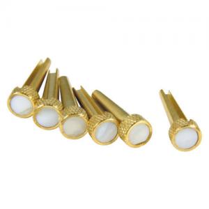 TP3M (6) Brass Tone Acoustic Guitar Mother of Pearl Bridge Pins