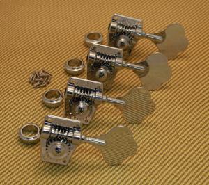 142C4 Grover Vintage Clover Leaf Style Chrome Bass Tuners 4 Inline