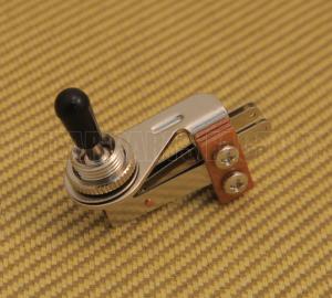 EP-0065-000 Chrome Right Angle 3-Way Toggle Switch w/ Black Tip For Guitar/Bass