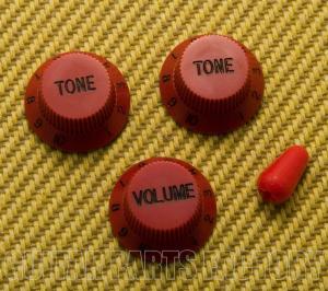 PK-0178-026 Red Knob Set For Strat Guitar 1 Volume/2 Tones & Switch Knob