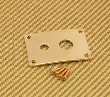 DHJP-G Gold Rectangle Dual Hole Jack Plate For Guitar/Bass w/Screws 