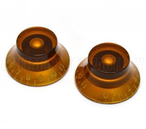 PK-0142-022 (2) Amber 0-11 Bell Knobs for USA Guitar