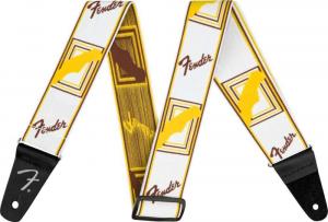 099-0686-005 Weighless 2" Monogrammed Guitar Strap White/Brown/Yellow 0990686005