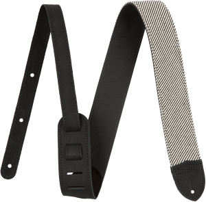099-0610-006 Genuine Fender Strap Deluxe 2" Black Tweed/Leather USA Made 0990610006