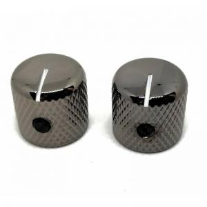 NS-100-BN (2) Cosmo Black Knobs with White Indicator Line for Solid Shaft Pots
