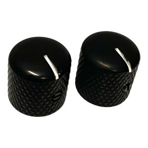 NS-100-BLK (2) Black Knobs with White Indicator Line for Solid Shaft Pots