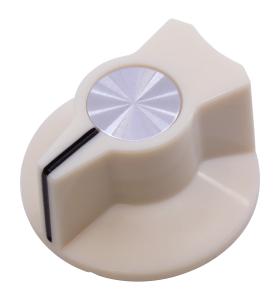 P-K381-CRM Amp Knob Plastic Set Screw Skirted Pointer 1.125" Diameter Cream