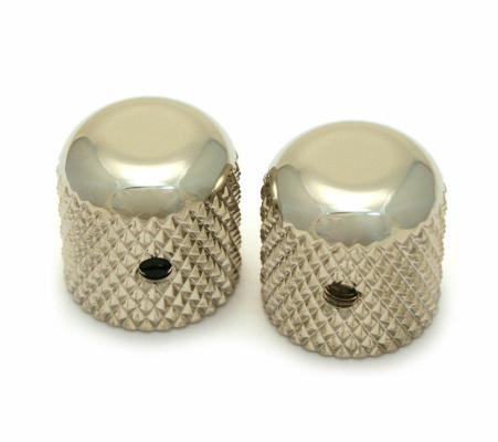 MK-0110-001 (2) Nickel Dome Knobs for Solid Shaft Pots Bass/Guitar