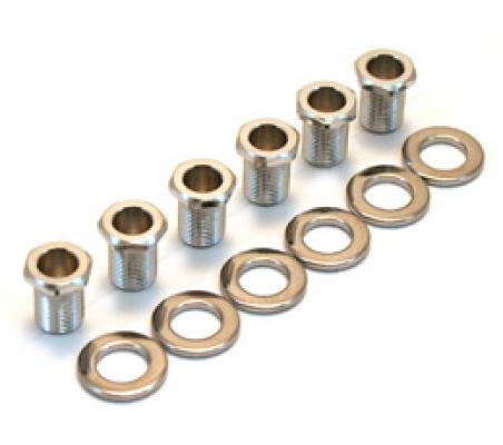 TK-0786-010 (6) Chrome Modern Screw-In Guitar Tuner Bushings And Face Washers