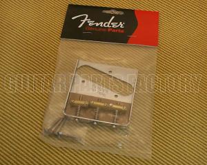 099-0806-100 Fender 3-Saddle American Vintage Tele Bridge Assembly with Brass Saddles Chrome 0990806100