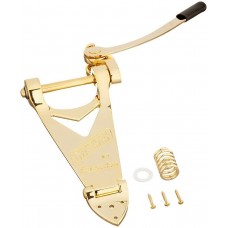 006-0143-100 Bigsby B6G Gold Vibrato Tremolo Tailpiece Gretsch Guitar Logo Flat Handle 0060143100