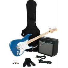 037-2820-002 Squier by Fender Stratocaster Guitar Pack Lake Placid Blue with Amp Strings Gig Bag 0372820002