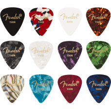 098-0300-100 (12) Genuine Fender Picks 351 Shape Celluloid Medley Thin 0980300100