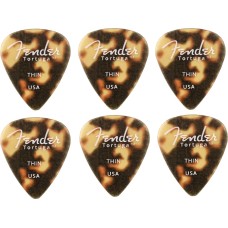 098-0351-125 (6) Fender Tortuga Ultem 351-Shaped Guitar Picks Thin 0980351125 