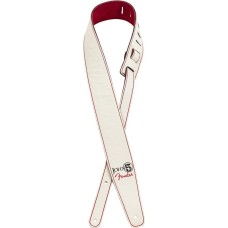 099-0650-109 Genuine Fender John 5 Leather Strap, White and Red 0990650109