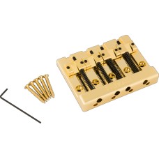 099-4408-200 Genuine Fender Gold Block Logo High Mass Bass Bridge w/Brass Saddles 0994408200