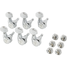 099-0818-105 Fender Short Post Locking F Tuners Chrome 6 Inline 2 Pin Strat Tele 0990818105