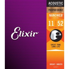 16027 Elixir Nanoweb Phosphor Bronze .011-.052 Custom Light Acoustic Strings