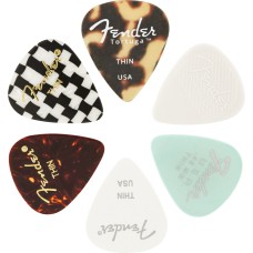 198-0100-100 Fender (6) Thin 351 Shape Guitar Pick Pack Material Medley 1980100100