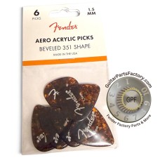 198-6351-002 Fender USA Beveled 351 Aero Acrylic Guitar Picks 6-count 1.5mm 1986351002
