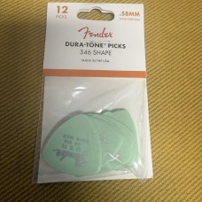 198-7346-750 Fender Picks 346 Dura-Tone .58 12-Pack Surf Green Thin Med 1987346750