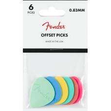 198-9999-104 Genuine Fender (6) Multi-Color Offset Picks 0.83mm 1989999104