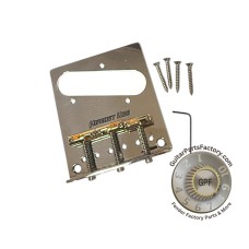44100-33-SS Hipshot Telecaster Retrofit Guitar Bridge 3 Compensated Saddles 3 Hole Mount
