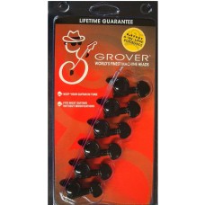 505BCL6 Left-Handed Locking Grover Roto-Grip Black 6 Inline Locking Tuners