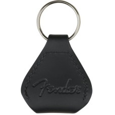 910-6001-606 Fender Guitar Leather Pick Holder Keychain, Black 9106001606