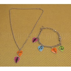 910-0295-000-910-0296-000 LOVE, PEACE & MUSIC FENDER BRACELET/ FENDER NECKLACE SET  9100295000-9100296000