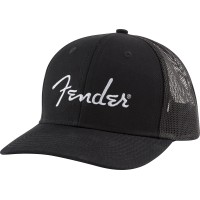 912-2421-100 Fender Silver Thread Logo Snapback Trucker Hat Black 9122421100