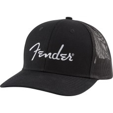 912-2421-100 Fender Silver Thread Logo Snapback Trucker Hat Black 9122421100