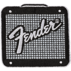 912-2421-107 Fender Logo AMP Embroidered Patch Black & Chrome 9122421107