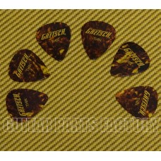 922-1351-100-6 (6) Genuine Gretsch Tortoise Thin 351 Celluloid Picks 