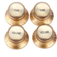 KN-007-SET-G Top Hat Gold and Gold Reflector 2 Vol 2 Tone Knobs Metric Sz 18 Spline 