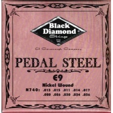 N740 Black Diamond Nickel Wound Pedal Steel String Set, 10 String, E9 Tuning