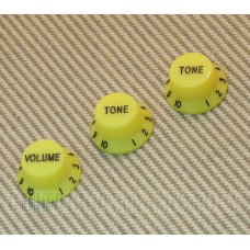 PK-24-Y Yellow USA Knob Set 24 Spline for Strat & Others