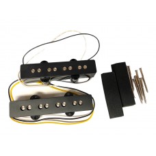 PU-104-B Neck & Bridge Pickup Set For Jazz Bass Black Covers Bar Magnets