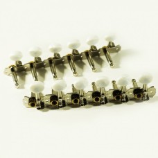 WD1277 12 String 6-On-A-Plate Open Back Steel String Tuning Machines Chrome With Plastic Buttons