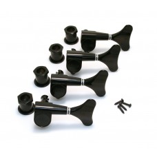 144BC4 Grover 4 Inline Sealed Black Bass Tuners