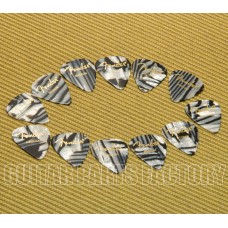 198-0351-202 (12) Genuine Fender Zebra Stripes Celluloid 351 Picks 1980351202