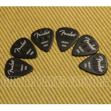 198-3351-506 (6) Genuine Fender Wavelength Celluloid Heavy Picks 351 Black 1983351506