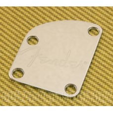 770-8383-000 Fender Guitar Strat/Tele Deluxe Chrome Neck Plate w/ Spaghetti Logo 7708383000 