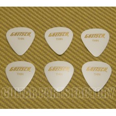 922-0351-180 (6) Genuine Gretsch Logo Picks Thin 351 White Celluloid 9220351180