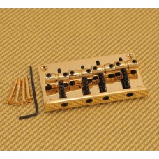 BB-021-G Gold Barrel Brass Saddle 4-String 20mm Bass Bridge w/ Mounting Screws