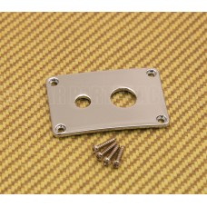 DHJP-C Chrome Rectangle Dual Hole Jack Plate For Guitar/Bass w/ Screws 