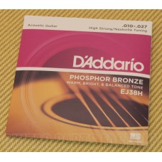 EJ38H D'Addario Phosphor Bronze Acoustic Guitar Strings Nashville Tuning 10-27